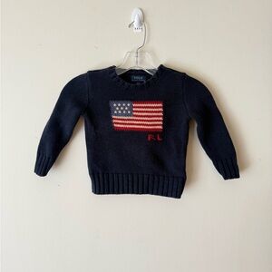 Polo Ralph Lauren Navy Sweater with American Flag 3T